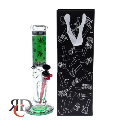 WATER PIPE STRAIGHT TUBE COLOR DOWNSTEM GREEN LEAF END PROHIBITION IN A GIFT BOX WP1929 1CT